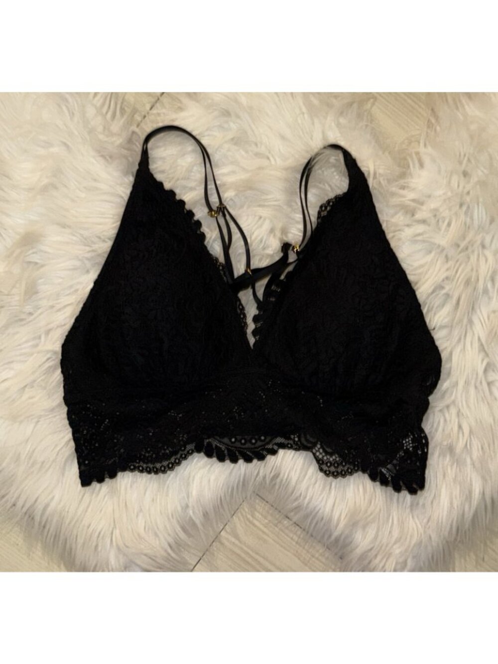 Aerie Lace Bralette Bra Lightly Lined WF Strappy Womens L Large Black New Nwt - Picture 2 of 5